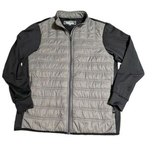 Straight Down Nightfall Hybrid Jacket Mens M Gray Black Quilted Full Zip Golf